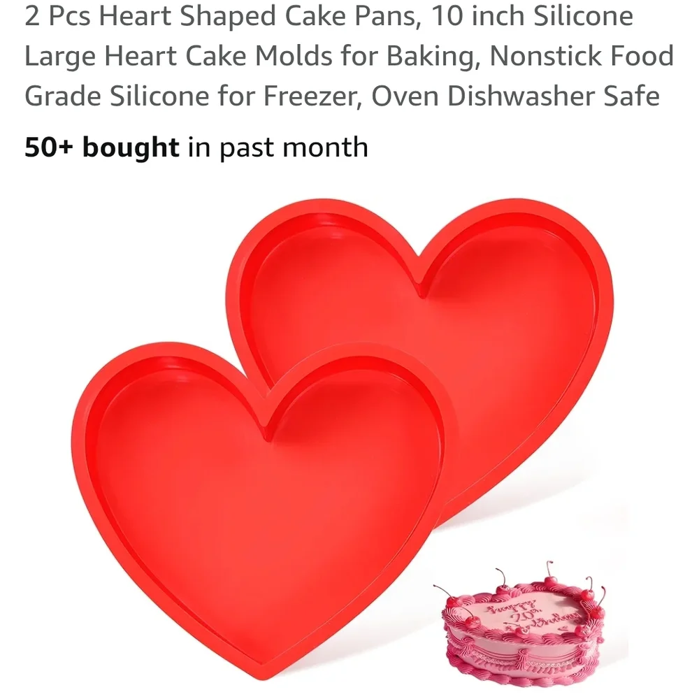 Silicone Red Heart Cake Molds (2)‎